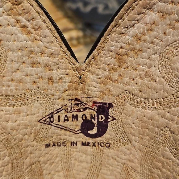 Vintage Diamond J Leather Mens Western Cowboy Boots Sz. 8 EE Wide - Picture 10 of 16